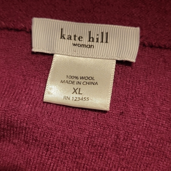 Kate Hill 100% Wool Scalloped Mauve Front Blazer Size XL - Picture 3 of 10